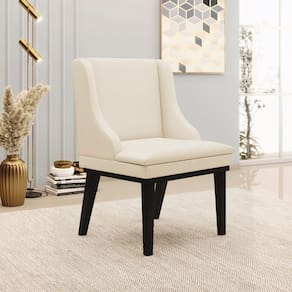 Cadeira Decorativa Sala De Jantar Base Fixa De Madeira Firenze Linho Bege/preto G19 - Gran Belo
