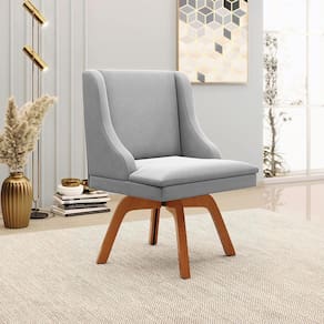 Cadeira Decorativa Sala De Jantar Base Giratória De Madeira Firenze Suede Cinza/natural