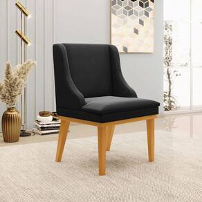 Cadeira Decorativa Sala De Jantar Base Fixa De Madeira Firenze Suede Preto/castanho G19 - Gran Belo