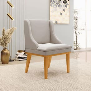 Cadeira Decorativa Sala De Jantar Base Fixa De Madeira Firenze Veludo Cinza/castanho G19 - Gran Belo