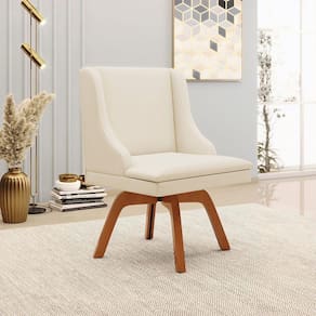 Cadeira Decorativa Sala De Jantar Base Giratória De Madeira Firenze Linho Bege/natural G19