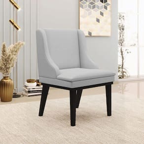 Cadeira Decorativa Sala De Jantar Base Fixa De Madeira Firenze Linho Cinza/preto G19 - Gran Belo