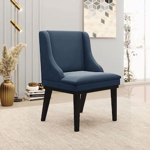 Cadeira Decorativa Sala De Jantar Base Fixa De Madeira Firenze Suede Azul Marinho/preto