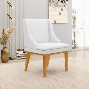 Cadeira Decorativa Sala De Jantar Base Fixa De Madeira Firenze Pu Branco Fosco/castanho