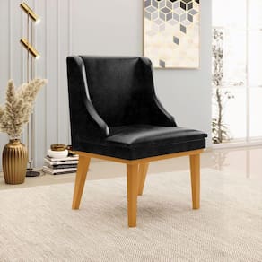Cadeira Decorativa Sala De Jantar Base Fixa De Madeira Firenze Pu Preto Brilho/castanho