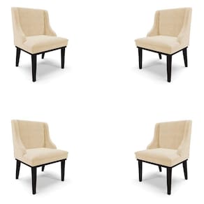 Kit 4 Cadeiras Decorativas Sala De Jantar Base Fixa De Madeira Firenze Suede Bege/preto G19