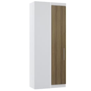 Guarda Roupa De Canto Reto Modulado 90cm 1 Porta Alpes Luciane Móveis Branco Pf Com Avelã Pf