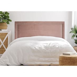 Cabeceira Queen Reta Luxo 160x60 Veludo Rosê - Tachas Prata