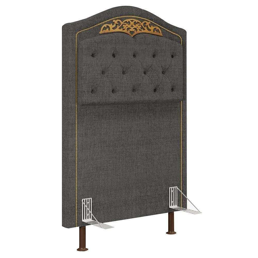 Cabeceira Cama Box Solteiro 90Cm Imperial J02 Linho Grafite