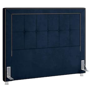 Cabeceira Cama Box Casal Queen 160Cm Paolla P02 Veludo Azul Marinho