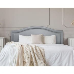 Cabeceira Casal Curva Luxo 140x60 Courino Cinza - Tachas Fumê