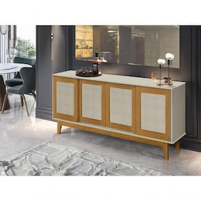Buffet Detroit 4 Portas Off White / Madeira - Tebarrot