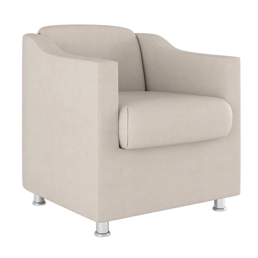 Cadeira Poltrona Decorativa Reforçada Sala De Espera ? Balaqui Decor Cor:Bege