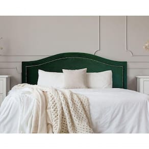 Cabeceira Casal Curva Luxo 140x60 Veludo Verde - Tachas Fumê