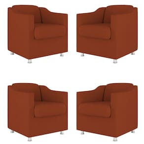 Kit 4 Poltronas Decorativas Clinica Sala Recepção Tecido Suede Cor:Terracota