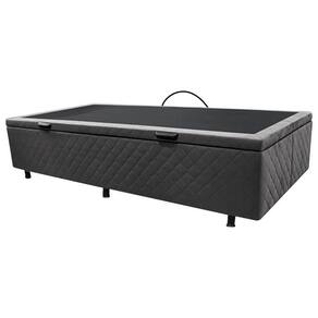 Base Box Baú Para Cama Solteiro 88x188cm Liz S05 Suede Bordado Cinza - Mpozenato