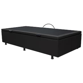 Base Box Baú Para Cama Solteiro 88x188cm Liz S05 Sintético Preto - Mpozenato