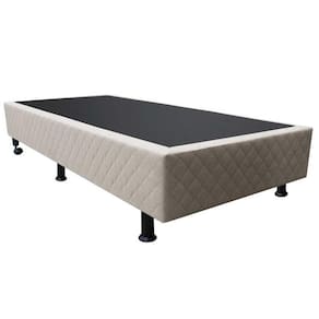 Base Box Para Cama Solteiro 88x188cm Liz S05 Suede Bordado Bege - Mpozenato