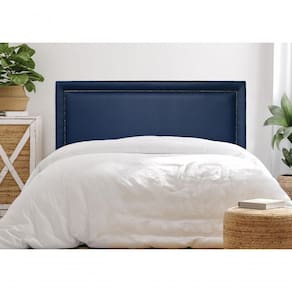 Cabeceira King Reta Luxo 193x60 Courino Azul - Tachas Fumê