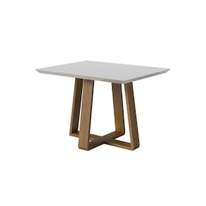 Mesa Wood 1.2 C/ Vidro Retangular - Off White/nature
