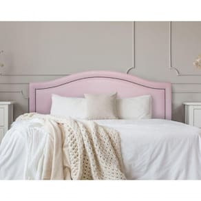 Cabeceira Queen Curva Luxo 160x60 Courino Rosa - Tachas Fumê