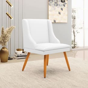 Cadeira Decorativa Sala De Jantar Pés Palito De Madeira Firenze Pu Branco Fosco/natural