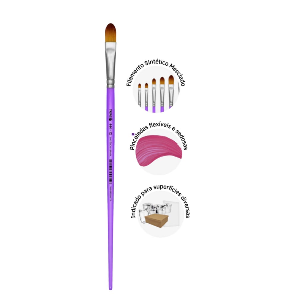 Pincel Lingua de Gato Tecido Madeira Tinta A Óleo 444 Artista Nº 12 Tigre