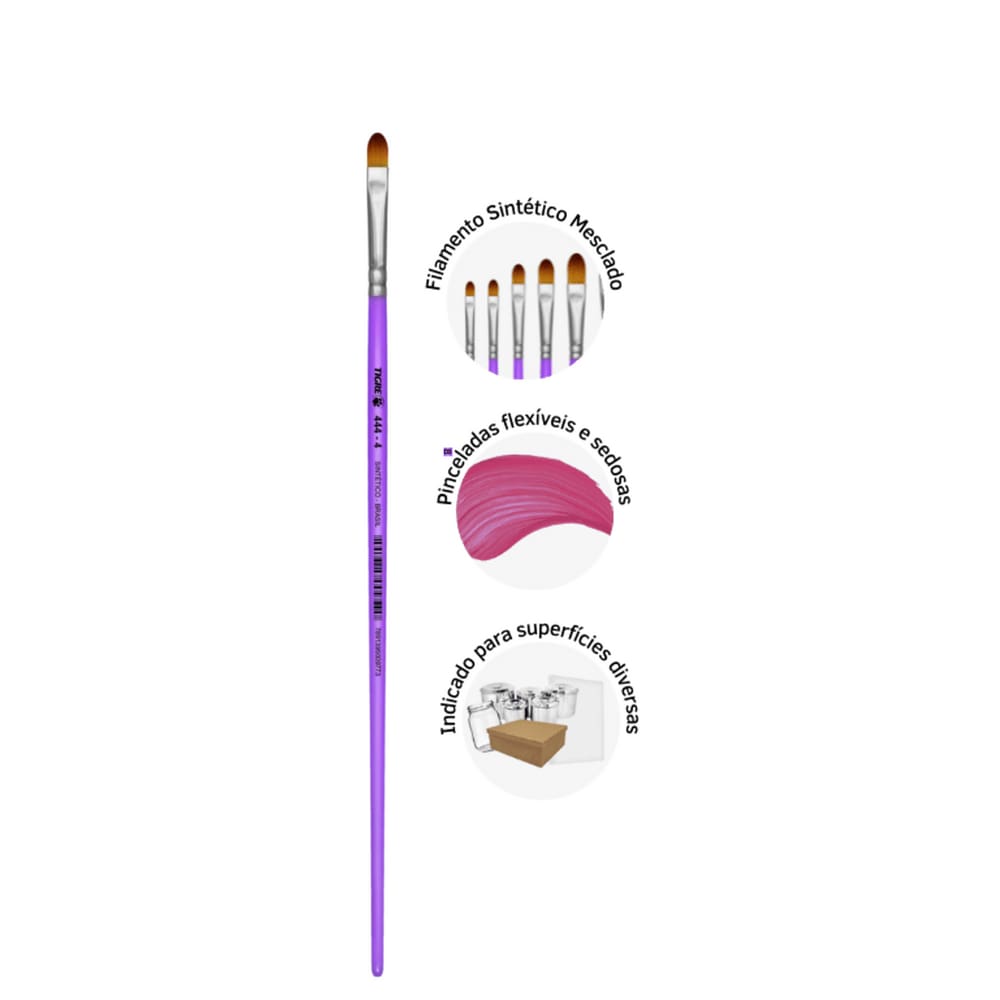 Pincel Lingua de Gato Tecido Madeira Tinta A Óleo 444 Artista Nº 4 Tigre