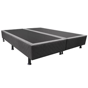 Base Box Para Cama Casal King 192x203cm Bipartido Liz S05 Suede Bordado Cinza - Mpozenato