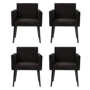 Kit 4 Poltronas Luca Tecido Suede para Recepção - Preto