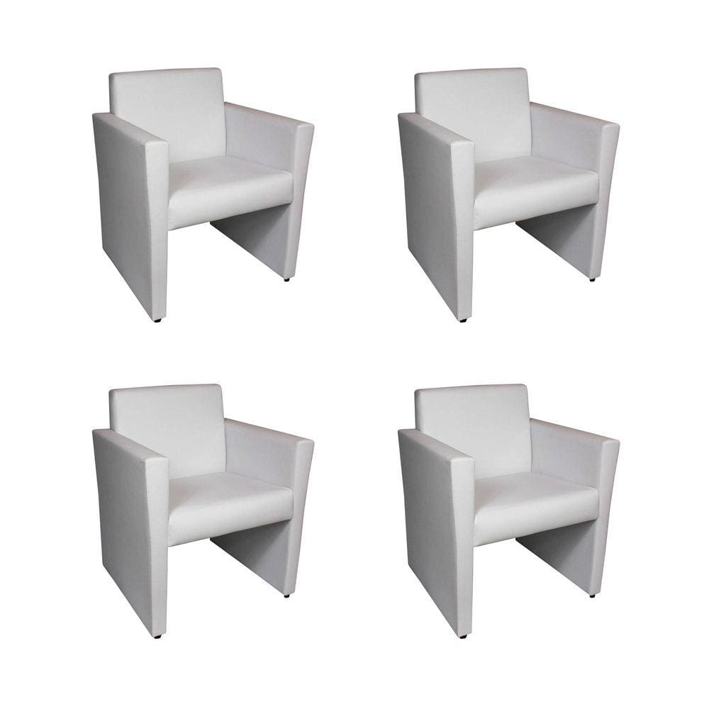 Kit 4 Poltronas Nina Slim 1 Lugar Pé Fechado - Branco