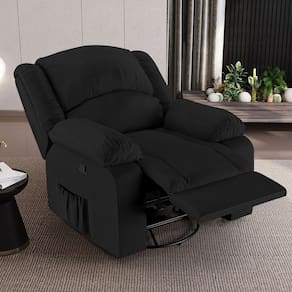 Poltrona Do Papai Reclinável Sala De Cinema Madrid Glider Manual Giratória Pu Preto G23