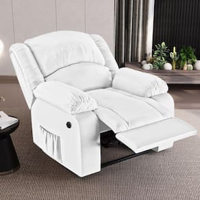 Poltrona Do Papai Reclinável Sala De Cinema Madrid Power Elétrica Massagem Usb Pu Branco G23