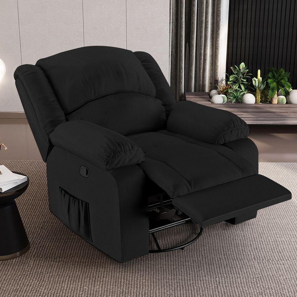 Poltrona Do Papai Reclinável Sala De Cinema Madrid Glider Manual Giratória Massagem Usb Pu Preto G23