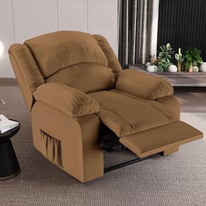 Poltrona Do Papai Reclinável Sala De Cinema Madrid Power Touch Usb Pu Caramelo G23