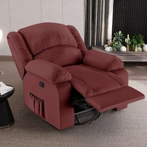 Poltrona Do Papai Reclinável Sala De Cinema Madrid Glider Manual Giratória Pu Vermelho G23