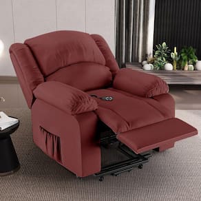 Poltrona Do Papai Reclinável Sala De Cinema Madrid Elevação Lift Elétrico Pu Vermelho G23