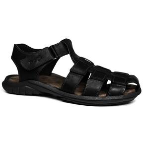 Sandália Papete Masculina de Couro Preto 6500