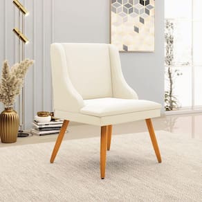 Cadeira Decorativa Sala De Jantar Pés Palito De Madeira Firenze Veludo Bege/natural G19 - Gran Belo