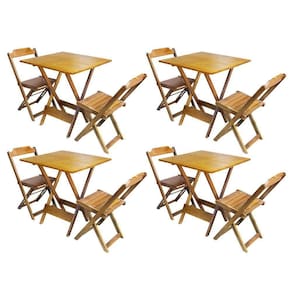 Kit 4 Jogos De Mesa Dobravel Com 2 Cadeiras De Madeira 70x70 Ideal Para Bar E Restaurante - Mel