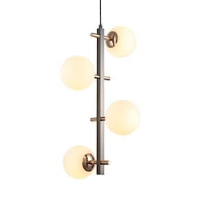 Lustre Pendente Nordecor Romai Desa 2194 Preto Ônix / Dourado G9 Bivolt