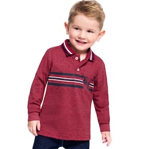 Polo Infantil Manga Longa Meia Malha Estampada Masculina Brandili Ref: 53960 1/3