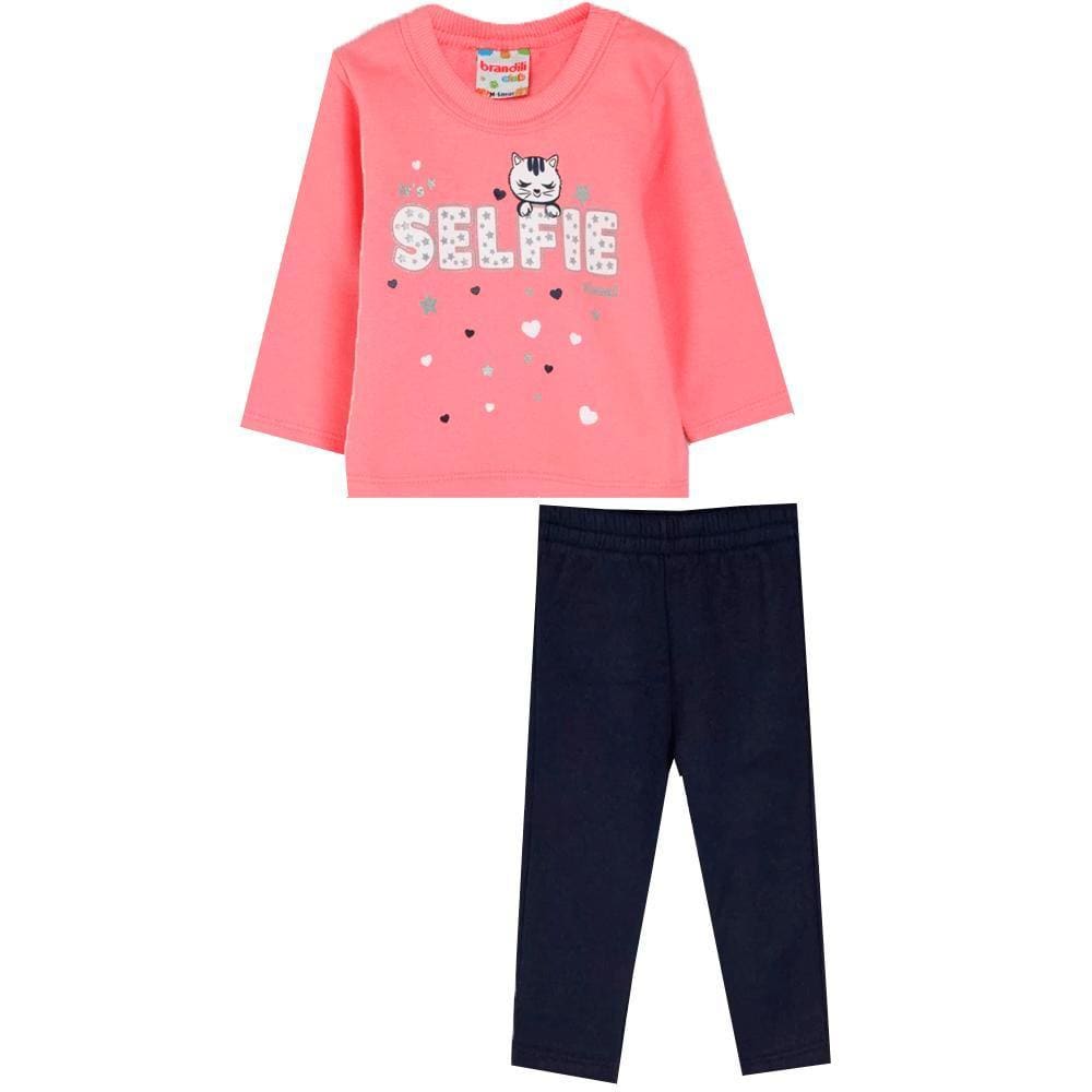 Conjunto Infantil Feminino Moletom Brandili Ref: 53994 P/G