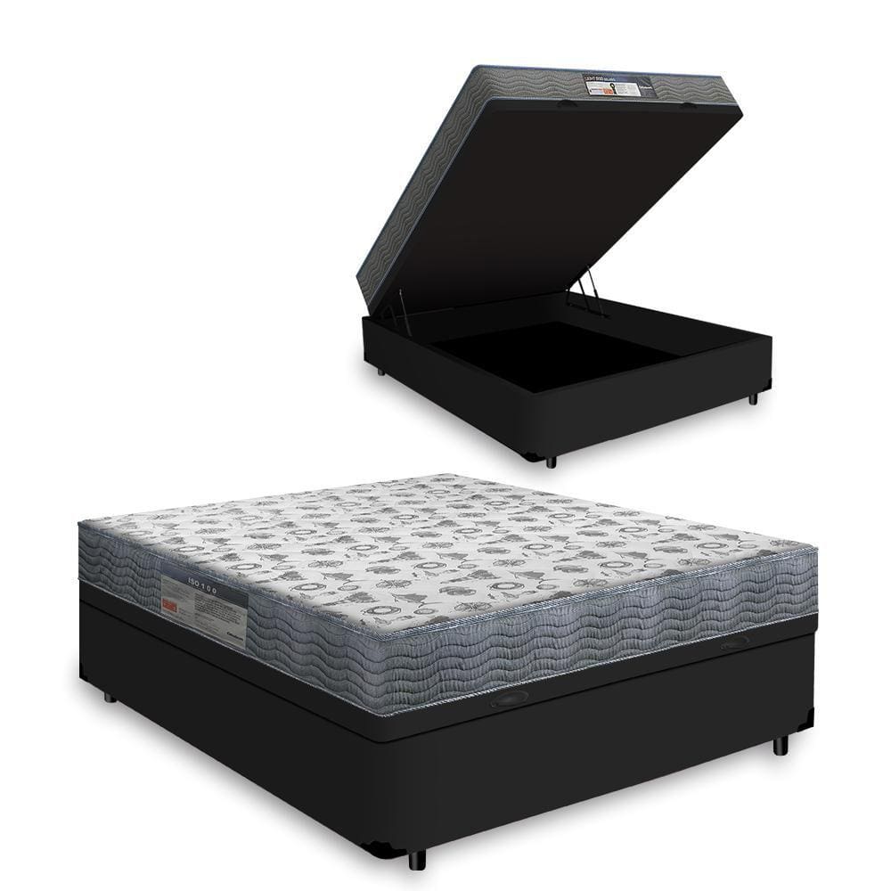 Cama Box Com Baú Casal + Colchão D33 - Ortobom - ISO 100 138x188x60cm