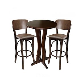 Conjunto Bistrô Anatômico Imbuia com 2 Banquetas Estofado Marrom para Área Gourmet