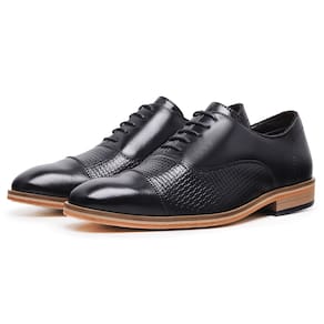 Sapato Oxford Couro Estampado Cullen Preto