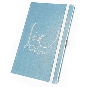 Caderneta Caderno Bujo Live your dreams Pautado Linho Premium 12,5 x 20 cm