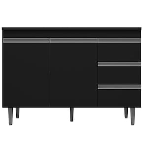 Balcão de Pia 100 cm Adriana 2 Portas 3 Gavetas Preto Fosco