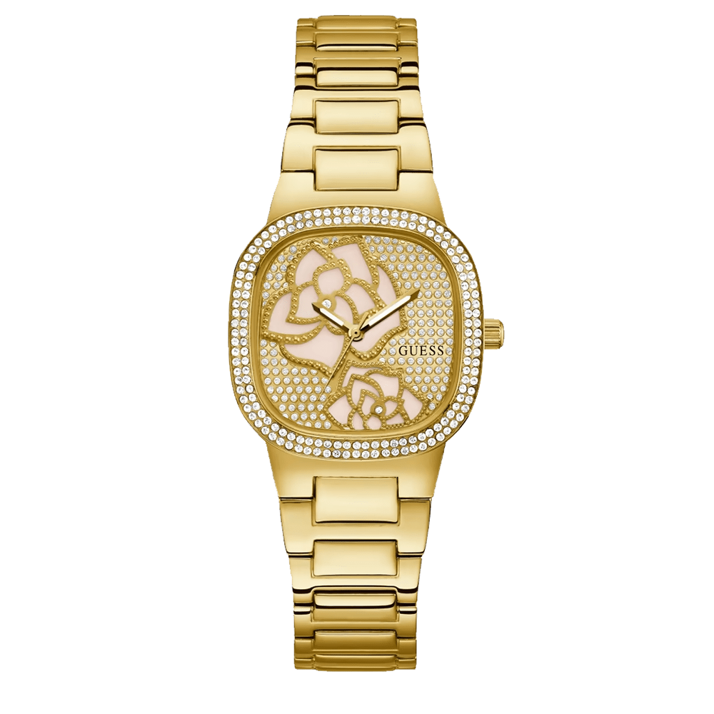 Relógio GUESS feminino flor dourado analógico GW0544L2