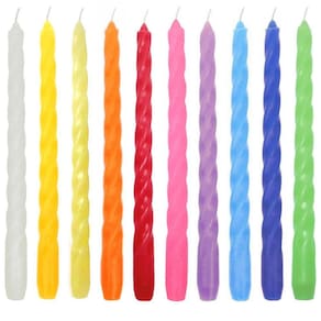 Kit 10 Vela Torcida 26 Cm Colorida Decoração Festa Evento